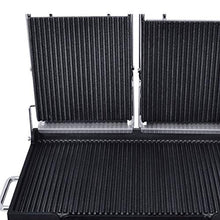 10″ X 18″ DOUBLE PANINI GRILL WITH TOP AND BOTTOM GROOVED GRILL SURFACE WITH TIMER