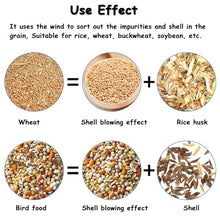 ERoomQ Bird Feed Blown Shell Splitter,Electric Stainless Steel Grain Separator, Adjustable Speed Fan,w/Drawer&Discharge Guide Plate, for Millet