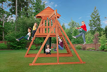 CREATIVE CEDAR DESIGNS Cedar Chalet Wooden Backyard Playset with Swings & Slide