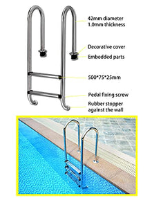 Stainless Steel Pool Ladder Swimming Pool Handrail with Anti-Slip Protection Diameter 42mm Tube Wall Thickness 1mm Need to be Embedded/Silver / 2 Step (Silver 3 Step) (Silver 2 Step)