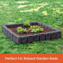 Beuta Landscape Edging | Garden Edging Border | Polyrock Block XL for Lawn Edging, Flower Beds & Yard Edging – 40 Pack | Each Section Has 6 Blocks 48" L x 4" W x 9.5" H | 120 Spikes | Charcoal