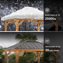 Sunjoy Hardtop Gazebo 11 x 11 ft Cedar Frame Brown Steel Polycarbonate Roof Brown + Natural Wood