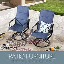 Festival Depot Outdoor Dining Chair Set, Metal Swivel Armchairs with Textilene Fabric, High Back, Blue, 6 pcs