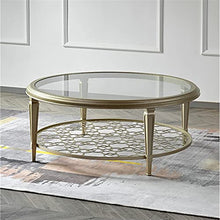 living room table 2-Tier Round Coffee Table, 80/90/100cm Tempered Glass Coffee Table with Metal Carving, Modern Luxury Round Coffee Table for Home Living Room outdoor side table ( Color : 100*100*46cm