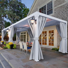 YITAHOME 10x13ft Louvered Aluminum Pergola with Adjustable Roof and Netting White