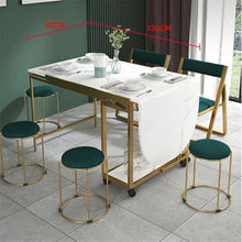 FURUIM2024M Dining Table Small Dining Table, Foldable, Sideboard Cabinet, Household Mobile Dining Cabinet, Storage Rack (4 Round Stools) Table and Chairs Dining