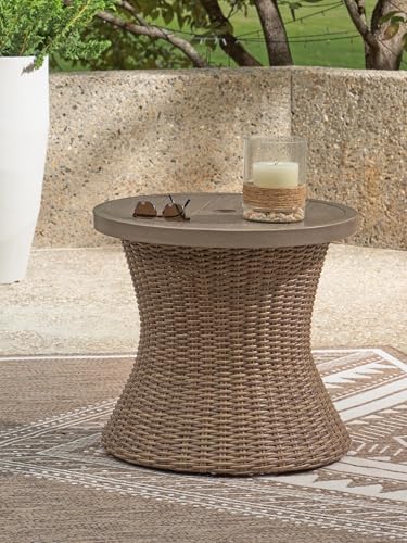 Signature Design by Ashley 1-Piece Outdoor End Table with Umbrella Hole