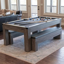 Chamberlain Game Tables Rocky Mountain Nights 7ft Pool Table with Benches and Dining Top Gray