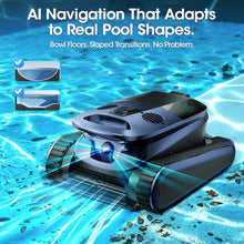 (2026 New) Pool Vacuum Robot - AI Smart Navigation, 360° Top-to-Bottom Cleaning, 4 Cleaning Modes, Over 3.5h Replaceable Battery Design, for Inground & Above-Ground Pools up to 3,200 Sq. Ft