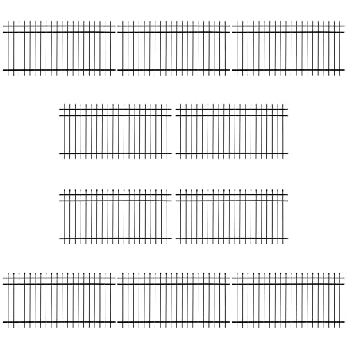 Fencer Wire Pack of 10 Heavy Duty Pinnacle Fence Barrier Panel, 4FT Height X 8FT Width Anti-Rust Metal Fencing Panel, 2” Diameter Steel Outdoor Decorative Garden Fence Panel