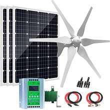 760W Solar & Wind Power System Kits Home Off-Grid System for Charging 12V Battery：400W Wind Turbine Generator + 360W Rigid Mono Solar Panel + Hybrid Charge Controller + Accessories Durable
