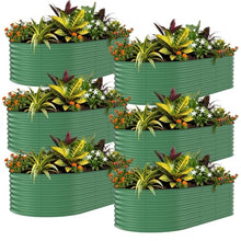 Garvee 6 Pack 8x4x2 ft Galvanized Oval Outdoor Raised Garden Beds, Green