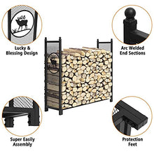 DOIBG Heavy Duty 48" Wood Storage Log Rack High Capacity Firewood Rack with Mesh Steel Log Holder Storage Stand for Fireplace Stove Fire Pit Patio Indoor/Outdoor Firewood Organizer