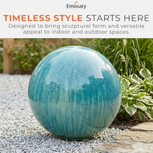 Emissary Handcrafted Ceramic Gazing Ball White Glaze Outdoor Indoor Garden Patio Landscape Yard Planter Decor (Aruba Blue, 20)