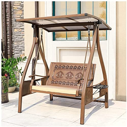 KYTGFH Patio Swing Porch Hang Club Bench Chair,Outdoor Swings Chair for Adults with Cushions and Canopy,Porch Swing Outdoor Chair Lazy Daze Hammocks Swing Bench