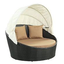 Modway Siesta Wicker Rattan Outdoor Patio Canopy Daybed in Espresso Mocha