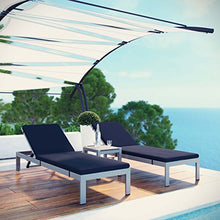 America Luxury - Outdoor Modern Contemporary Urban Patio Chaise Lounge Chair Set, Navy Blue