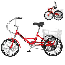 LILYPELLE Adult Folding Tricycle 7 Speed Red