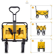 Collapsible Folding Garden Outdoor Park Utility Wagon Picnic Camping Cart for Outdoor Garden Beach Park Sping Festival Camping Gardening Concerts Pets 80kg/176lbs MAX Load (B:Yellow)