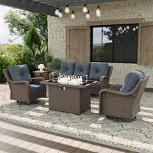 Aeeiua 5 Piece Patio Furniture Set with Fire Pit Table