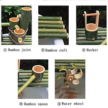 ERoomQ Bamboo Fountain Decor,Garden Water Feature Water Spout with Water Pump,Bamboo Spoon,Water Wheel,Small Bucket,Garden Decoration,Waterfall(35cm)