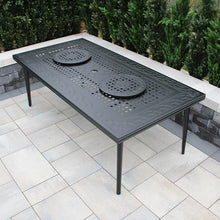 Oakland Living Modern Outdoor Mesh Aluminum Black 84-in Rectangle Large Patio Dining Table with Two Lazy Susans