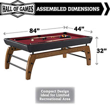 Hall of Games 7' Edgewood Drop Pocket Table with Pool Ball and Cue Stick Set Brown