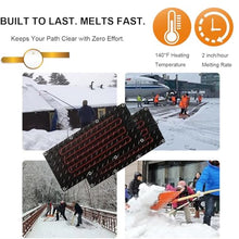 iumLeap Electric Outdoor Snow Melting Mats, Non Slip Ice Heated Rubber Mat Waterproof Snow and Ice Melt Heated Sidewalk Mat Pads for Entrances Stair Sidewalk Roof, 2 Inch/h Speed, 4 Pcs-10x30in