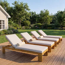 Merax Outdoor Chaise Lounge with Adjustable Backrest, Set of 4, Beige
