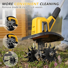 vnmudzeo Cordless Tiller Cultivator,Compatible with 2000mAh/4000mAh Power Supply,270 R/min Charging Garden Cultivator,22cm Tilling Width & 18cm Depth 4000mAh