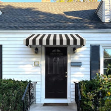 Awntech 5' New Yorker (64.5"-18"-36") Fixed Awning with Rigid Valance, Black/White Stripe