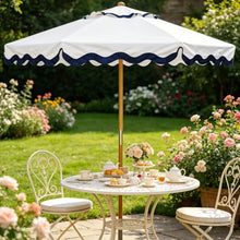 OROTLECT 8.2Ft Classic Vintage Wood Outdoor Patio Umbrella, Pulley Operated, UPF 50+ Sun Shade, For Terrace, Courtyard, Bistro, Pool And Wedding Decoration