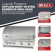 Bull Outdoor Products Outlaw 60,000 BTU Drop-In Grill Head – Stainless Steel, Liquid Propane