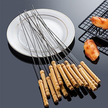 NYTFHMS Skewers Grilling with Wooden Handle, Stainless Steel BBQ Needle Sticks, Anti-Slip, Anti-Scald, for Meat Shrimp Chicken Vegetable,Size_name-500