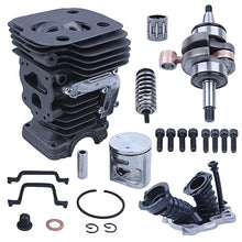42mm Chainsaw Cylinder Piston Crankshaft Bearing Gasket Kit Fit For 450 450E 445E 445 Decompression Port Replacement Part(Cylinder Set A)