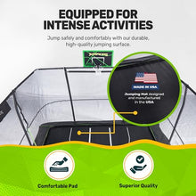 JumpKing Rectangle Trampoline with Basketball Hoops Black & Lime Green