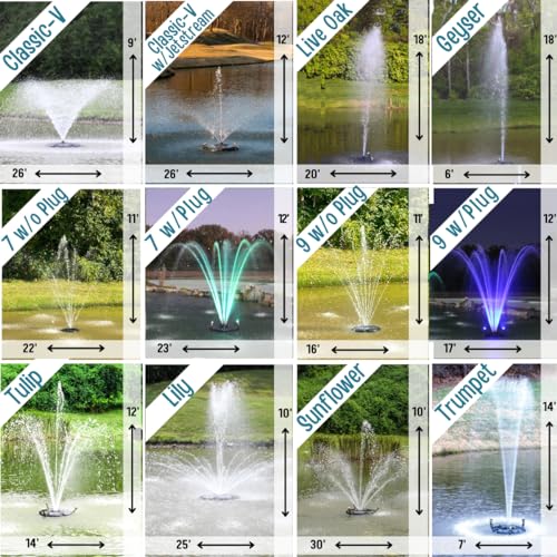 HALF OFF PONDS 1 HP Floating Fountain with Color Changing Lights and 100 Foot Cord