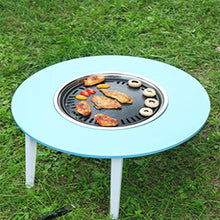 JTYMZYY Outdoor Barbecue Table with Charcoal Grill, Small Home Courtyard Table, Korean Barbecue Grill, 23.62" x 12.59" x 14.17", Silver