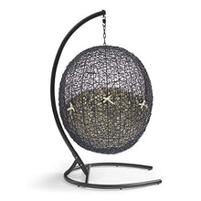 Modway Encase Sunbrella® Swing Outdoor Patio Lounge Chair in Black Beige
