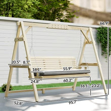 Outdoo Chic Wooden Garden Swing Chair, 726LBS Heavy Duty, Sturdy Wooden Frame & Weather Resistant, Comfortable Seating Structure, Anti-Rust Design, Easy Assembly for Patio, Backyard, Porch and Garden