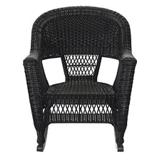 Jeco Rocker Wicker Chair with Tan Cushion, Set of 2, Black