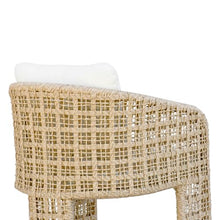 Driftbay Natural Rope Outdoor Dining Chair with White Boucle Cushions
