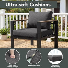 ADRERIC Patio Furniture Set 11 Seats and Coffee Table, 9 Pieces Patio Conversation Set with Thick Cushion, Ottomans, Deluxe Aluminum Modern Outside Sectional for Porch, Balcony, Deck, Yard, Dark Gray