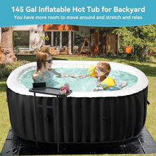 Inflatable Blow Up Hot Tub with Side Table, 2 Person Oval Portable Hot Tub Spa, Leak-Proof PVC Outdoor Spa with 100 Air Jets, Heater Pump and Insulated Cover, 75” L X 47”W X 25”H