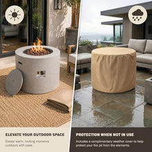 Kinger Home Loren 32-Inch Round Propane Fire Pit Table, Alloy Steel Outdoor Fire Pit with 50,000 BTUs, Includes a Burner lid, Lava Rocks and Weather Resistance Cover