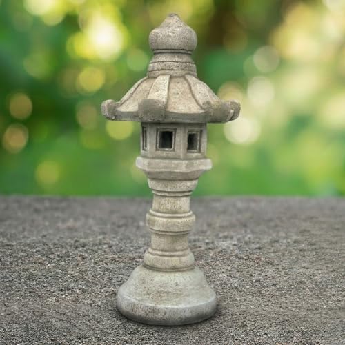 OLOMA Concrete Japanese Pagoda Lantern Garden Statue Outdoor Sculpture Cement Zen Lantern Figurine Patio Decor Yard Ornament Lawn Accent Landscape Lantern lover gift