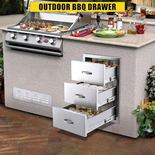 FinerFurnis Stainless Steel Kitchen Drawers - Weather Resistant, Smooth Slide Rails,with Venting Panel - Enclosed Built-in Drawers for Kitchen Island, Patio, Grill Station(15.7x17.7x21.6 inch)