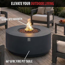 AMS Round Concrete GFRC Propane Gas Fire Pit Table (Dark Gray)