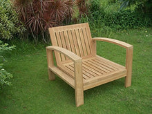 6 PC A Grade Outdoor Patio Teak Sofa Set - 3-Seater Sofa, 2 Deep Seating Club Chairs, 1 Side Table, 1 Rectangle Coffee Table and 1 Ottoman-Furniture Only - Cadras Collection