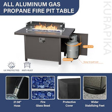Kurapika Aluminum Patio Furniture Set 10-Seat Modern Metal Outdoor Conversation Set with Propane Fire Pit Table, Swivel Rocking Chairs, Sectional Sofa Sand